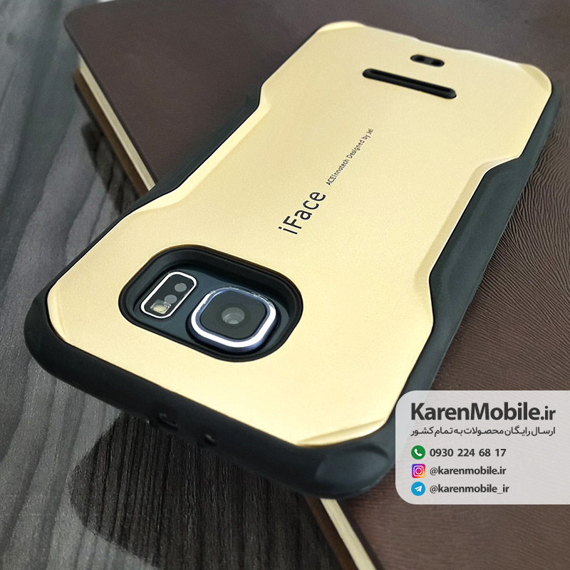 قاب گوشی موبایل SAMSUNG S6 برند iFace رنگ مشکی طلایی