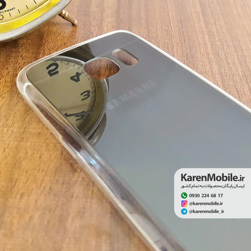 قاب گوشی موبایل SAMSUNG Galaxy S7 طرح متال بامپر ژله ای شفاف رنگ زغال سنگی