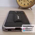 قاب گوشی موبایل SAMSUNG Galaxy S6 برند Dekkin مدل پشت چرم انگشتی رنگ مشکی نقره ای