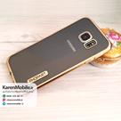 قاب گوشی موبایل SAMSUNG Galaxy S6 Edge برند PHOPART مدل پشت شفاف دور رنگ طلایی
