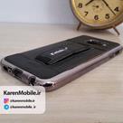 قاب گوشی موبایل SAMSUNG Galaxy S6 برند Dekkin مدل پشت چرم انگشتی رنگ مشکی نقره ای