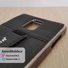 قاب گوشی موبایل SAMSUNG Note 4 برند Dekkin مدل پشت چرم انگشتی رنگ مشکی نقره ای