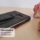 قاب گوشی موبایل SAMSUNG Note 5 برند Dekkin مدل پشت چرم انگشتی رنگ مشکی نقره ای