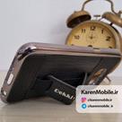 قاب گوشی موبایل SAMSUNG Galaxy S6 برند Dekkin مدل پشت چرم انگشتی رنگ مشکی نقره ای