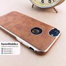 قاب گوشی موبایل iPhone 7 برند REMAX مدل پشت چرم بامپر طلایی رنگ قهوه ای