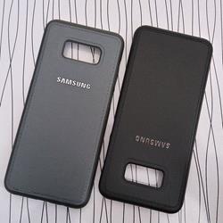 قاب گوشی موبایل SAMSUNG Galaxy S8 مدل پشت چرم طرح دور دوخت رنگ مشکی