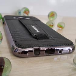 قاب گوشی موبایل SAMSUNG J7 2015 برند Dekkin مدل پشت چرم انگشتی رنگ مشکی نقره ای