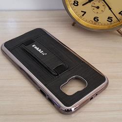 قاب گوشی موبایل SAMSUNG Galaxy S6 برند Dekkin مدل پشت چرم انگشتی رنگ مشکی نقره ای