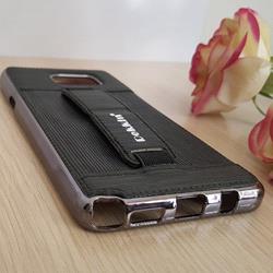 قاب گوشی موبایل SAMSUNG Note 5 برند Dekkin مدل پشت چرم انگشتی رنگ مشکی نقره ای