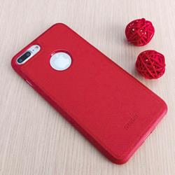 قاب گوشی آیفون iPhone 7 Plus برند NOBEL مدل پشت چرم طرح دور دوخت رنگ قرمز