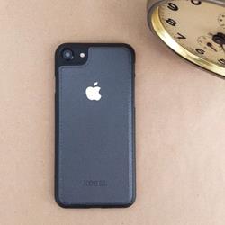 قاب گوشی آیفون iPhone 7 برند NOBEL مدل پشت چرم طرح دور دوخت رنگ خاکستری
