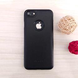 قاب گوشی آیفون iPhone 7 برند NOBEL مدل پشت چرم طرح دور دوخت رنگ مشکی