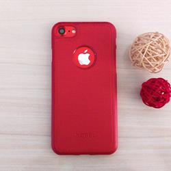 قاب گوشی آیفون iPhone 7 برند NOBEL مدل پشت چرم طرح دور دوخت رنگ قرمز