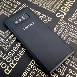 قاب گوشی موبایل SAMSUNG Note 8 مدل پشت چرم طرح دور دوخت رنگ مشکی