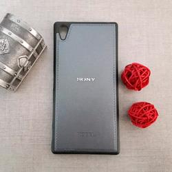 قاب گوشی موبایل Sony Xperia Z5 Premium مدل پشت چرم طرح دور دوخت رنگ دلفینی