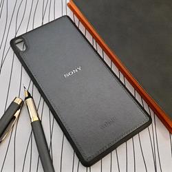 قاب گوشی موبایل Sony Xperia XA Ultra مدل پشت چرم طرح دور دوخت رنگ دلفینی