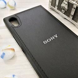 قاب گوشی موبایل Sony Xperia XA1 مدل پشت چرم طرح دور دوخت رنگ مشکی