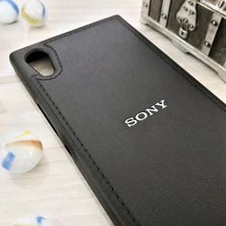 قاب گوشی موبایل Sony Xperia XA1 مدل پشت چرم طرح دور دوخت رنگ مشکی