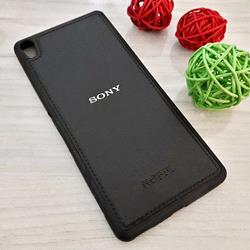 قاب گوشی موبایل Sony Xperia XA مدل پشت چرم طرح دور دوخت رنگ مشکی