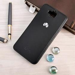 قاب گوشی موبایل Huawei Y6 Pro مدل پشت چرم طرح دور دوخت رنگ مشکی