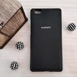 قاب گوشی موبایل Huawei P8 Liteمدل پشت چرم طرح دور دوخت رنگ مشکی