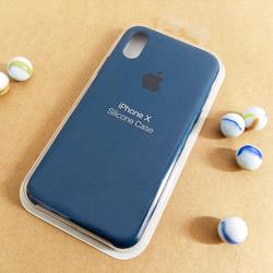 قاب گوشی موبایل iPhone X سیلیکونی اصلی Silicone Case رنگ آبی نفتی تیره