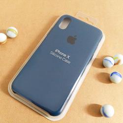 قاب گوشی موبایل iPhone X سیلیکونی اصلی Silicone Case رنگ آبی نفتی