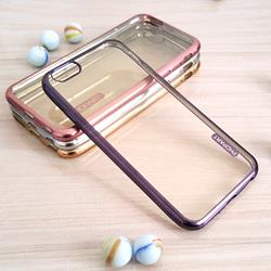 قاب گوشی موبایل iPhone 6/6s برند PHOPART مدل پشت شفاف دور رنگ بادمجانی