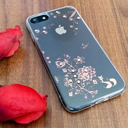 قاب گوشی موبایل iPhone 7 برند H.C مدل شفاف نگین دار طرح گل