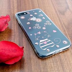 قاب گوشی موبایل iPhone 7 برند H.C مدل شفاف نگین دار طرح گربه