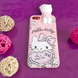 قاب گوشی موبایل iPhone 7 طرح Hello Kitty عروسک دار رنگ صورتی