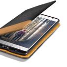 کیف گوشی موبایل SAMSUNG J7 برند BEVOCEL مدل ترکیبی چرم و کتان رنگ زغال سنگی