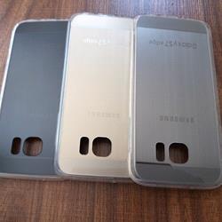 قاب گوشی موبایل SAMSUNG Galaxy S7 Edge طرح متال بامپر ژله ای شفاف رنگ زغال سنگی