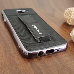 قاب گوشی موبایل SAMSUNG J5 Prime برند Dekkin مدل پشت چرم انگشتی رنگ مشکی نقره ای 