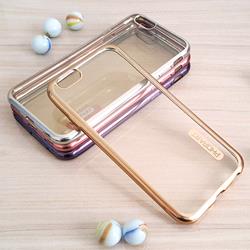 قاب گوشی موبایل iPhone 6/6s برند PHOPART مدل پشت شفاف دور رنگ طلایی