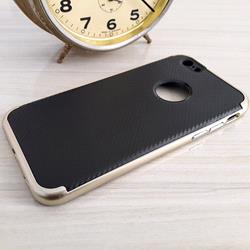 قاب گوشی موبایل iPhone 6/6s برند i-ONE'S مدل دو تکه طرح کربن رنگ مشکی بامپر طلایی